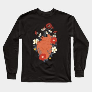 Heart of Flowers - Anatomical Heart Art Long Sleeve T-Shirt